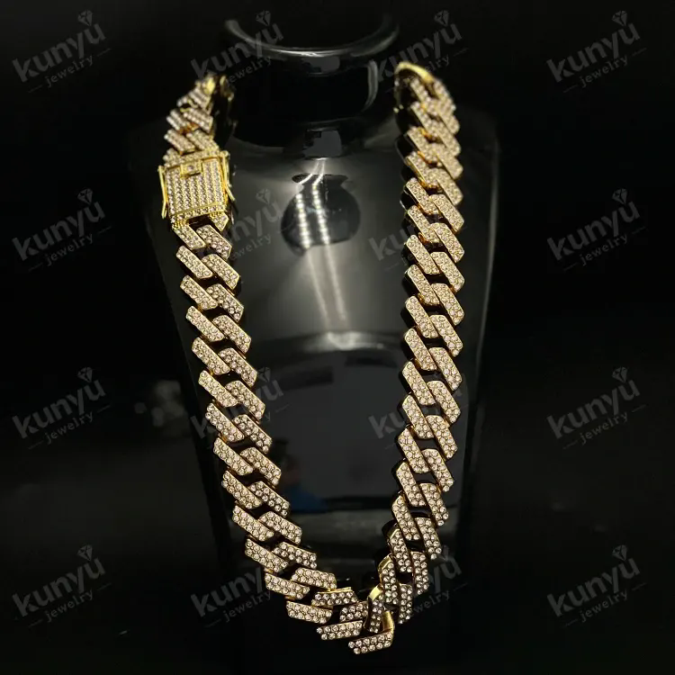 Glittering Rhinestone Cuban Link Chain